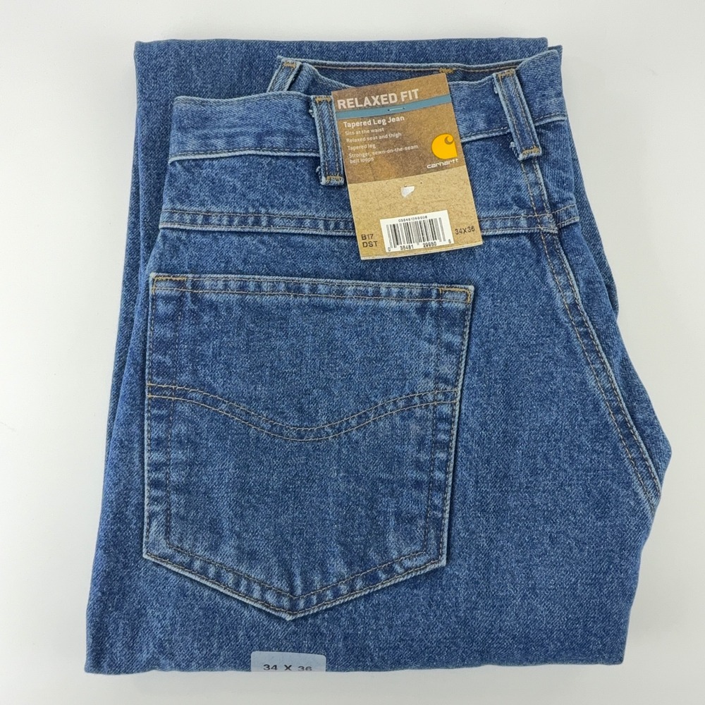 Carhartt Relaxed Fit Tapered Leg Jeans Blue Mens 34x36 B17 DST Darkstone NWT NOS